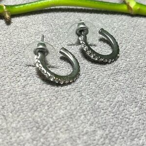 Blingy Crystal and  Silver Hoop Earrings